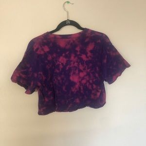 Purple and pink acid wash tie dye cropped tee